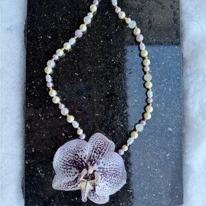 Purple Orchid Beaded Necklace